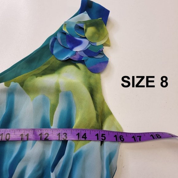 Argenti New York Green Blue Sleeveless Accordion Flare Dress - New - Picture 10 of 16